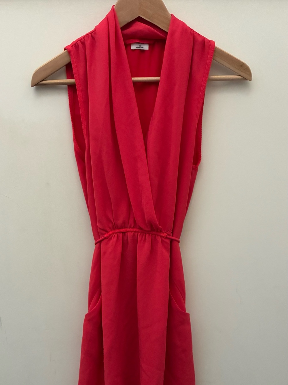 Aritzia Wilfred Red Sleeveless Wrap-Front Mini Dress